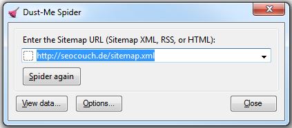 Sitemap-URL in DustMe eingeben