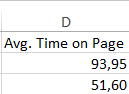 AvgTimeOnPage in Excel als Sekundenanzahl